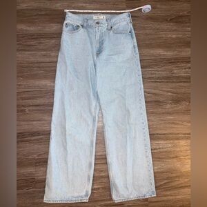 Abercrombie & Fitch The High Rise Loose Light Blue Straight Leg Women's Jeans